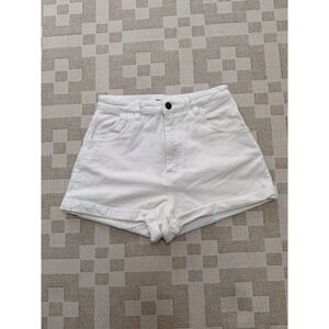 Rolla's High Rise Corduroy Mom Shorts Size 25 Cream Cuffed Cotton (Tagged 26)